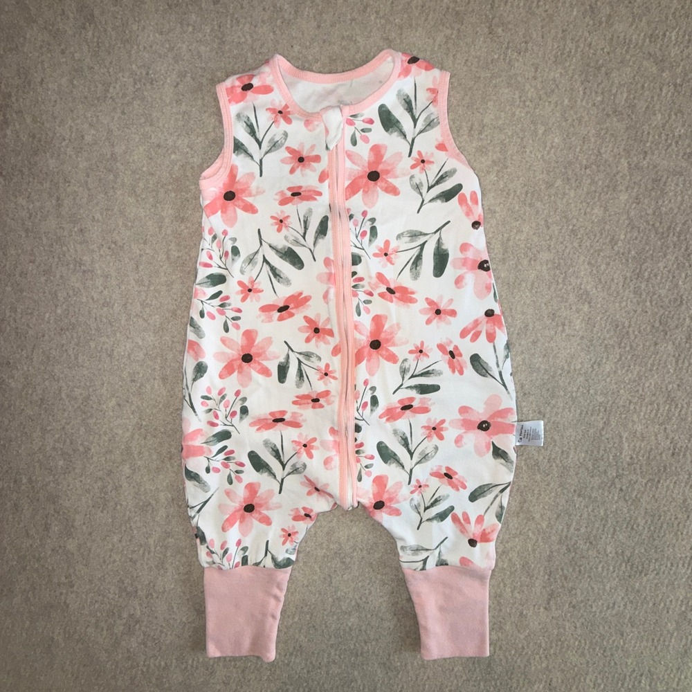 Yoofoss Pink Floral Cotton Sleep Sack With Feet Wearable Blanket Size 2-3T